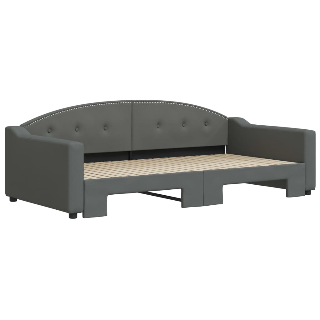 vidaXL Slaapbank met onderschuifbed 100x200 cm stof donkergrijs afbeelding