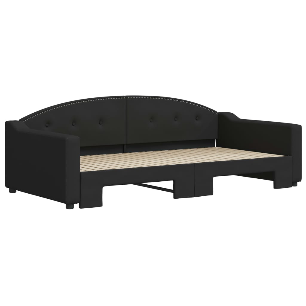 vidaXL Slaapbank met onderschuifbed 100x200 cm stof zwart afbeelding
