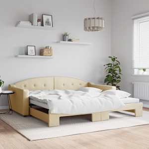 Válenda s přistýlkou krémová 100 x 200 cm textil - obrázek 1