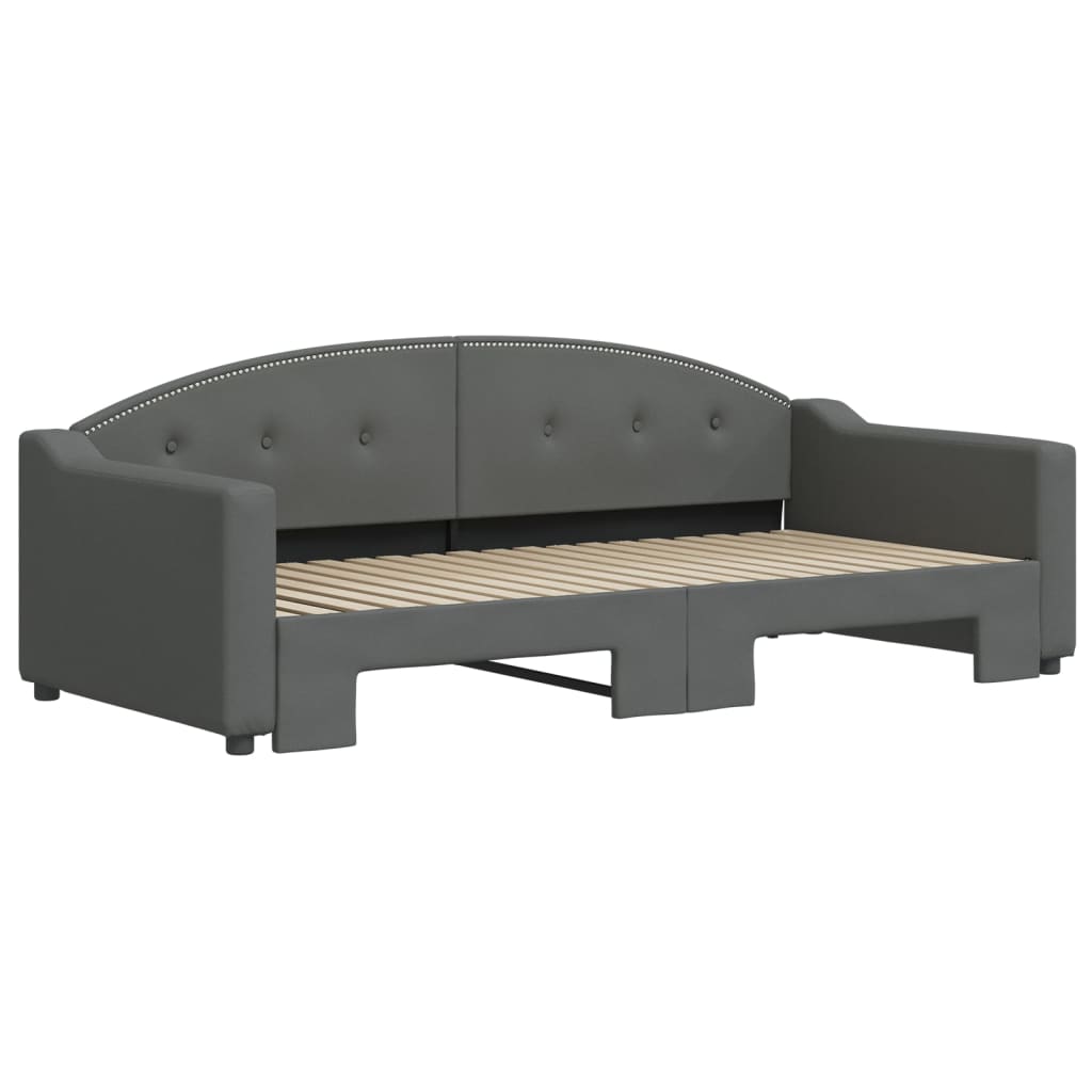 vidaXL Slaapbank met onderschuifbed 90x190 cm stof donkergrijs afbeelding