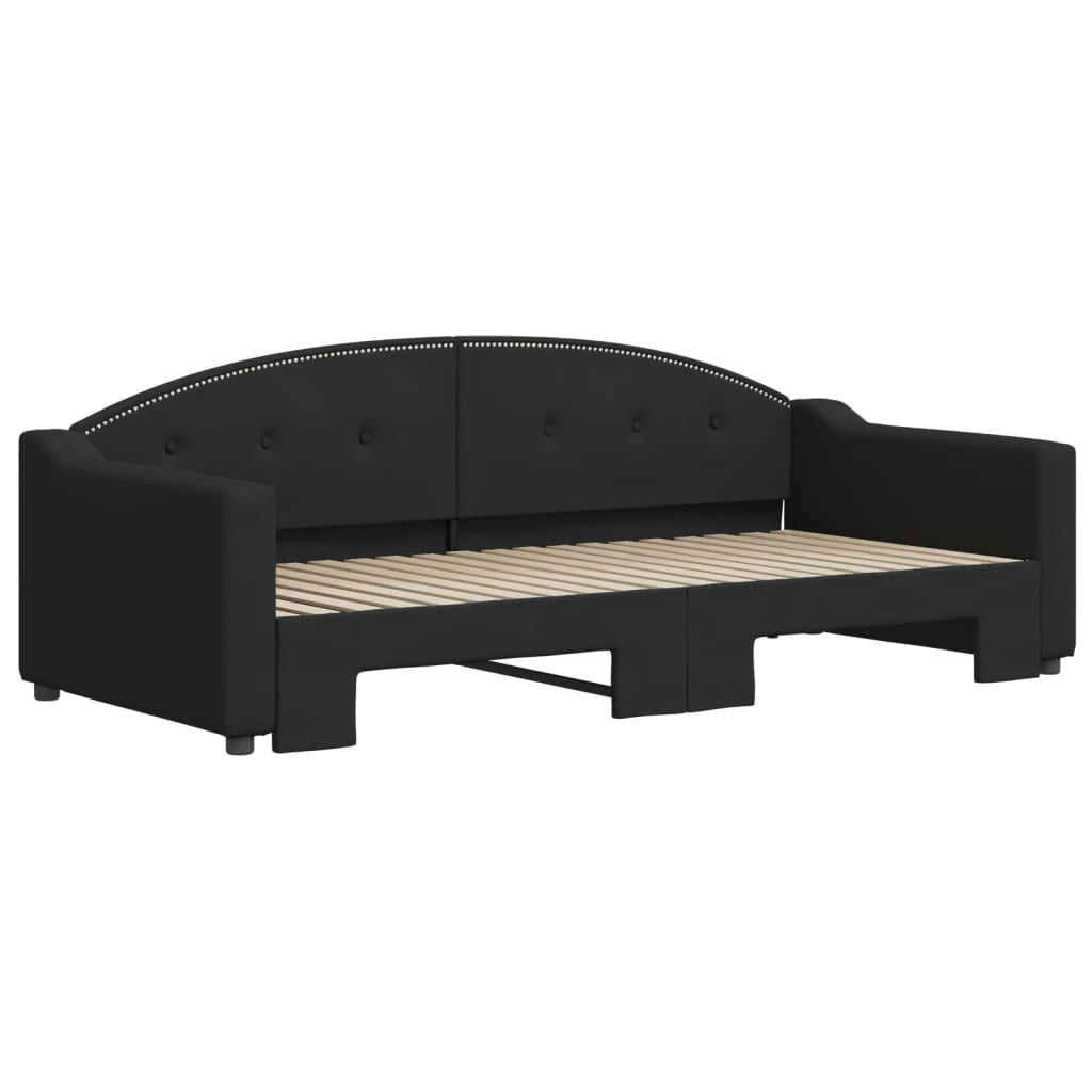 vidaXL Slaapbank met onderschuifbed 90x190 cm stof zwart afbeelding