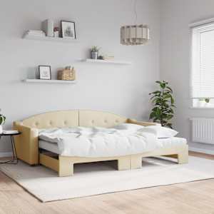 Válenda s přistýlkou a matracemi krémová 80 x 200 cm textil - obrázek 1