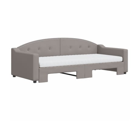 vidaXL Sof&aacute;-cama c/ gavet&atilde;o/colch&otilde;es 90x200cm tecido cinza-acastanhado