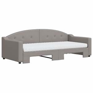 vidaXL Sof&aacute;-cama c/ gavet&atilde;o/colch&otilde;es 90x200cm tecido cinza-acastanhado