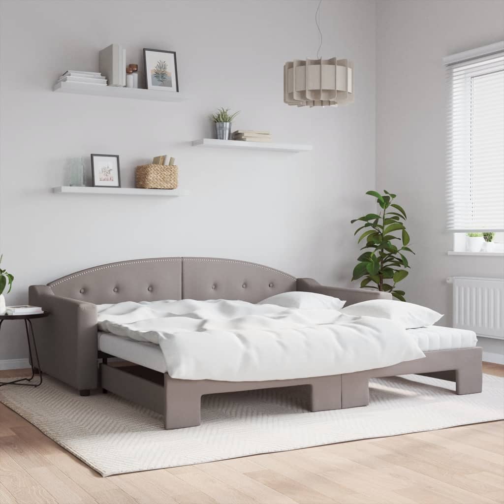 vidaXL daybed med udtræk og madras 100x200 cm stof gråbrun