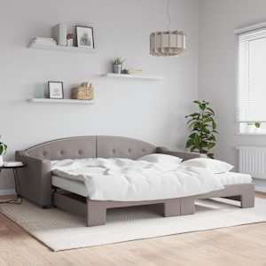 Válenda s přistýlkou a matracemi taupe 100 x 200 cm textil - obrázek 1
