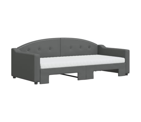 vidaXL Lit de jour avec gigogne et matelas gris fonc&eacute; 90x190 cm tissu
