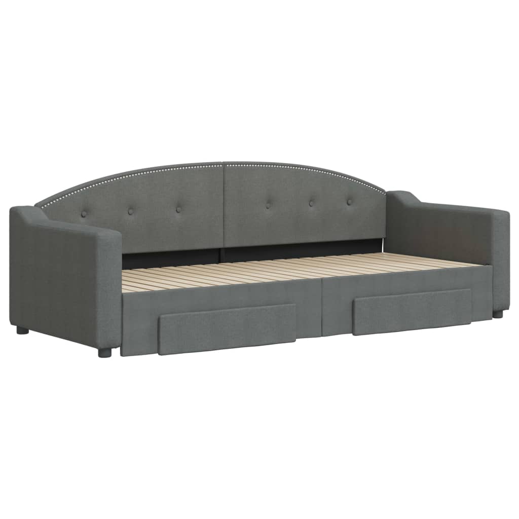 vidaXL Slaapbank onderschuifbed en lades 80x200 cm stof donkergrijs afbeelding