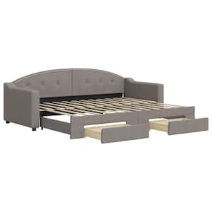 Válenda s přistýlkou a zásuvkami taupe 80 x 200 cm textil - obrázek 2