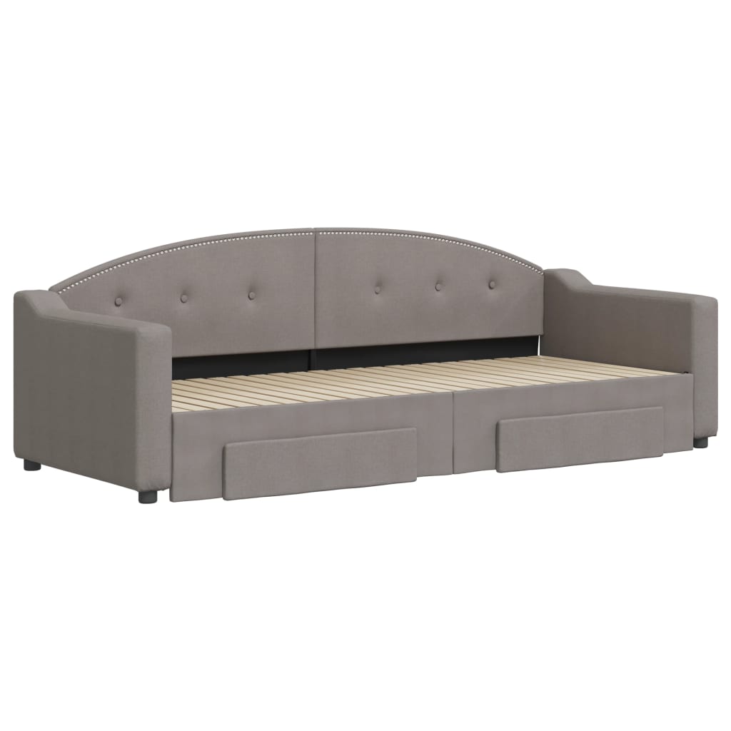 vidaXL Slaapbank met onderschuifbed en lades 80x200 cm stof taupe afbeelding