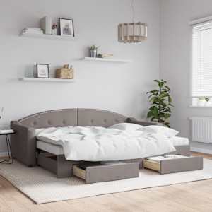 Válenda s přistýlkou a zásuvkami taupe 80 x 200 cm textil - obrázek 1
