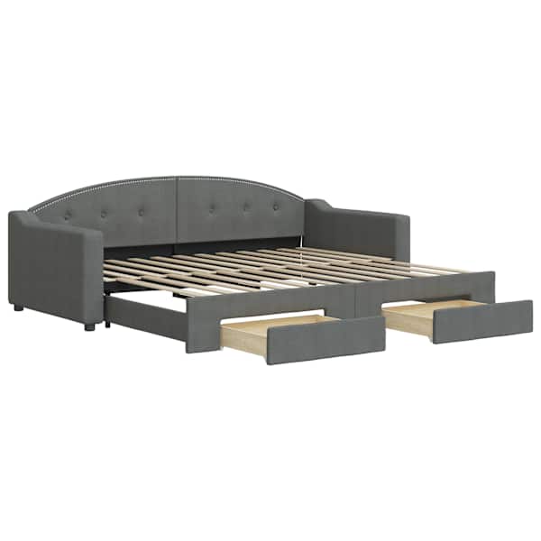 vidaXL diivanvoodi v&auml;ljat&otilde;mmatav ja sahtlitega madratsita, 90x200 cm