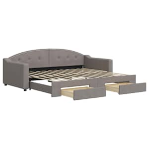 Válenda s přistýlkou a zásuvkami taupe 90 x 200 cm textil - obrázek 2