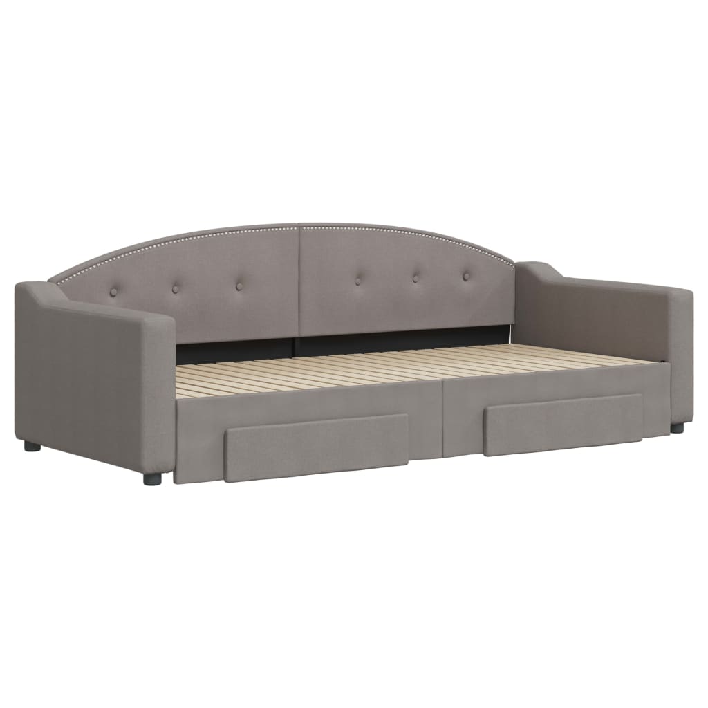 Thumbnail - vidaXL Tagesbett Ausziehbar mit Schubladen Taupe 90x200 cm Stoff
