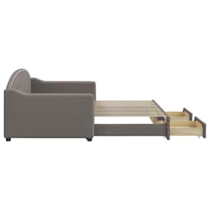 Válenda s přistýlkou a zásuvkami taupe 90 x 200 cm textil - obrázek 4