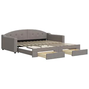 Válenda s přistýlkou a zásuvkami taupe 100 x 200 cm textil - obrázek 2