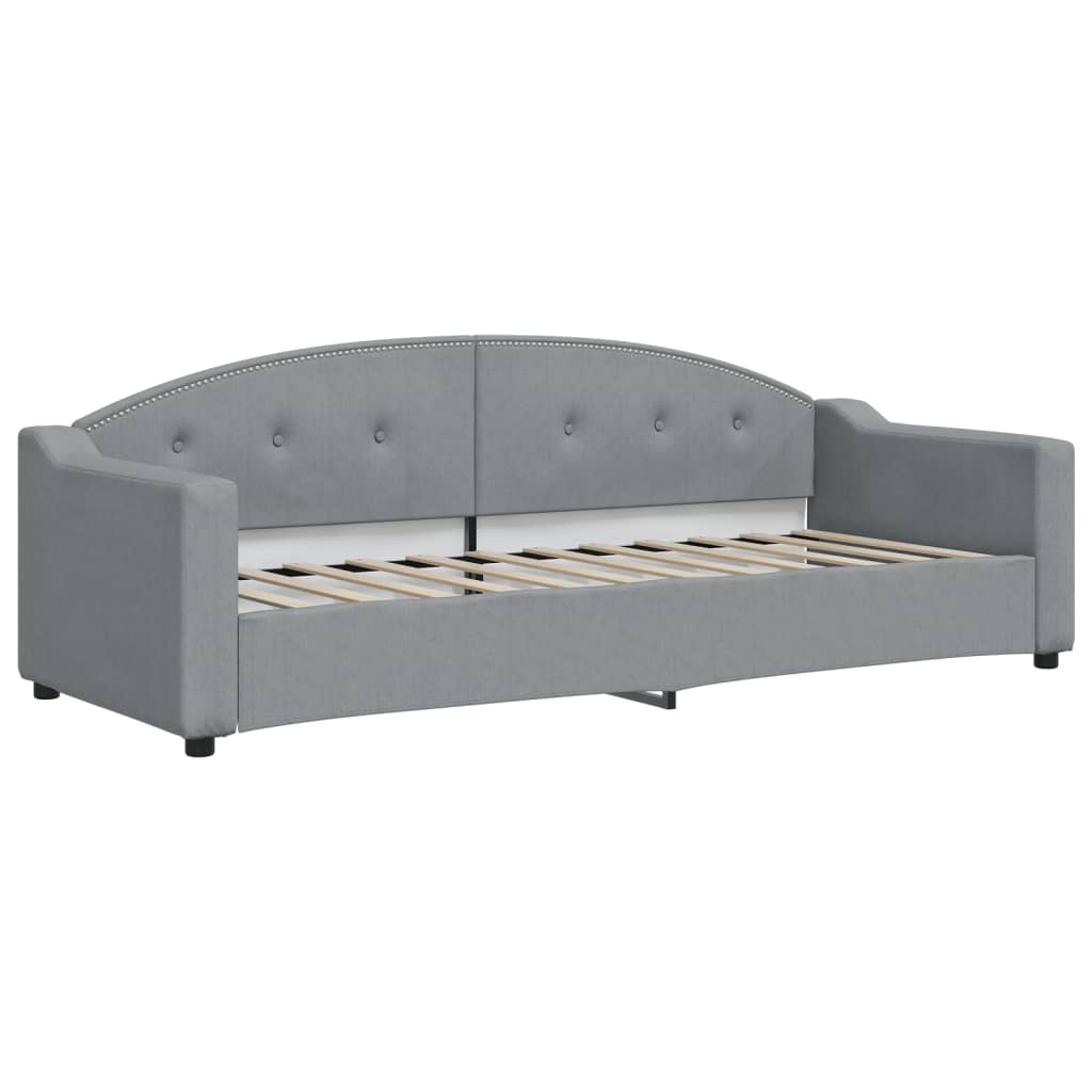 vidaXL Slaapbank met onderschuifbed en lades 80x200 cm stof lichtgrijs grijs, foto 4