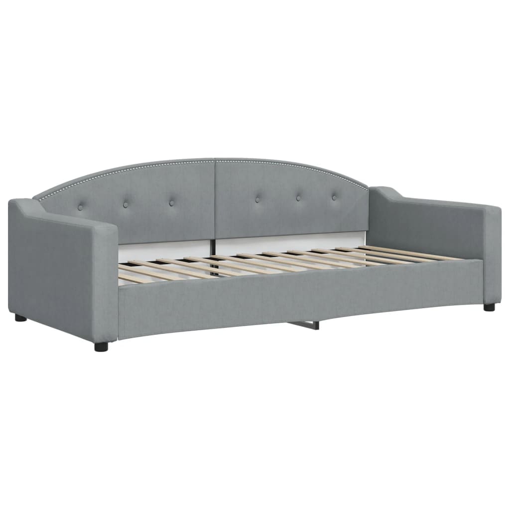 vidaXL Slaapbank met onderschuifbed en lades 90x200 cm stof lichtgrijs grijs, foto 4