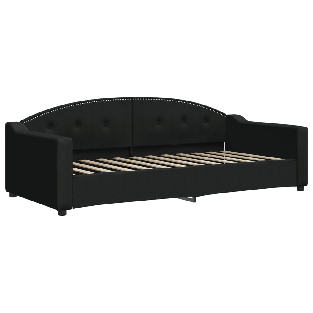 vidaXL Slaapbank met onderschuifbed en lades 90x200 cm stof zwart, foto 4