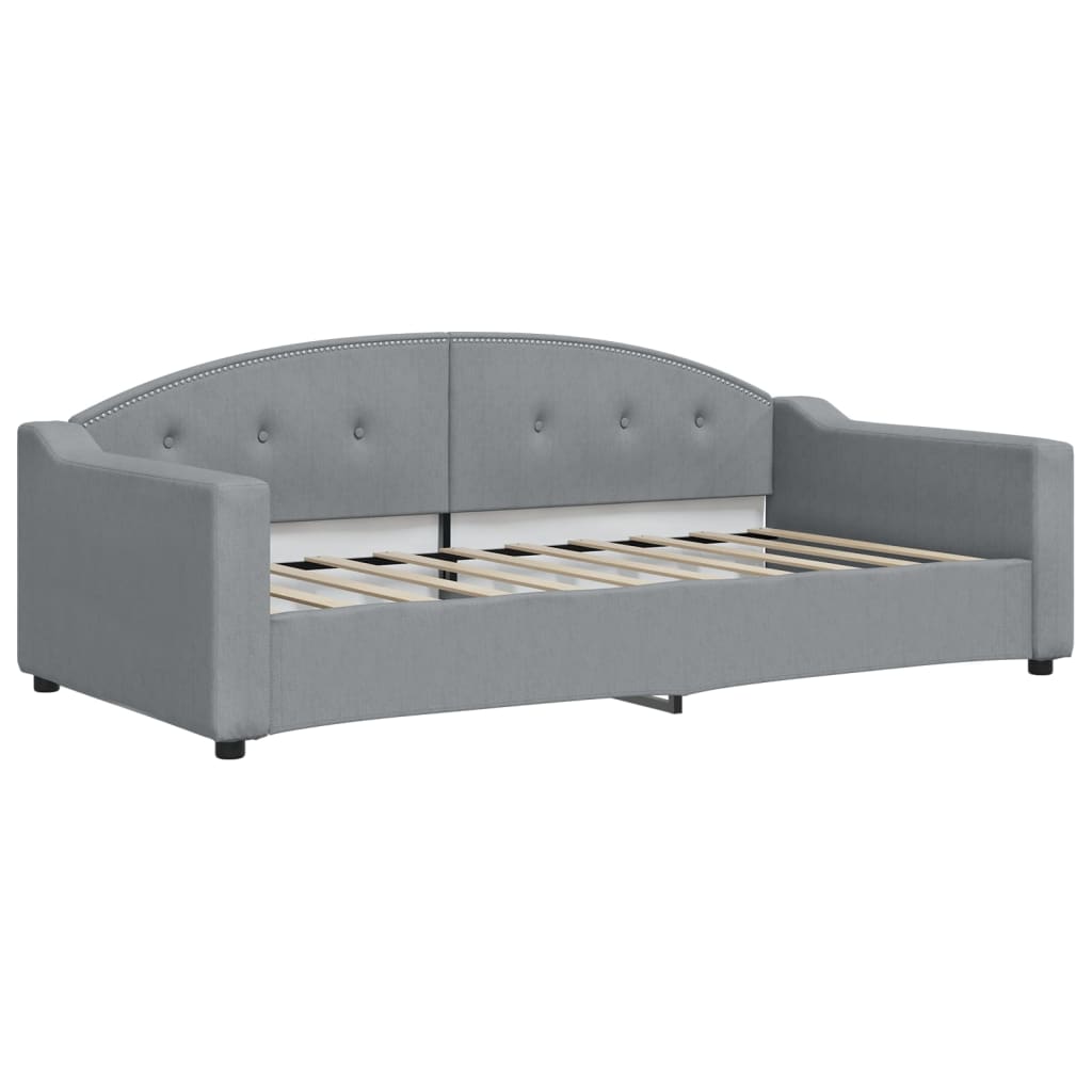 vidaXL Slaapbank met onderschuifbed en lades 90x190 cm stof lichtgrijs grijs, foto 4