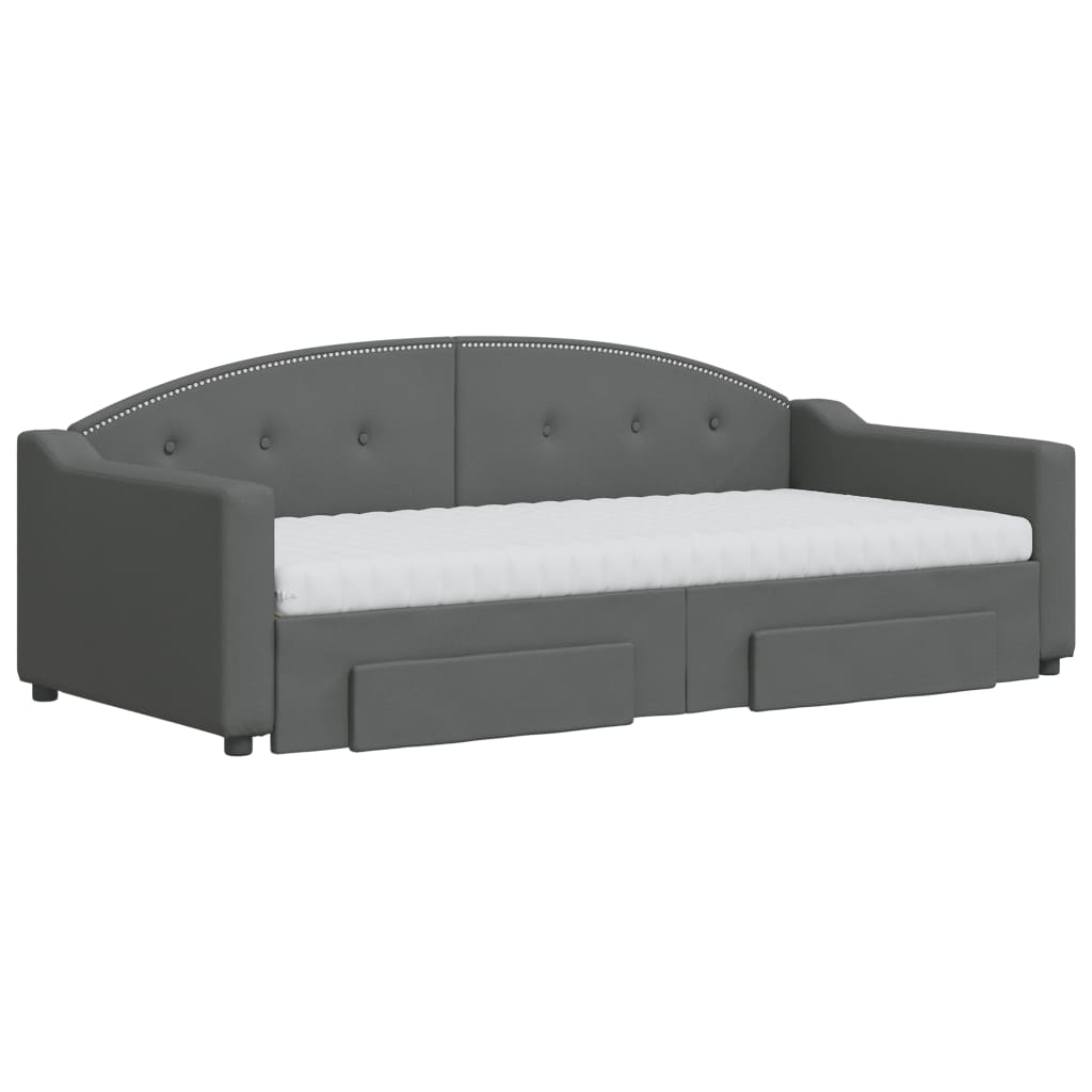 vidaXL Slaapbank onderschuifbed en lades 90x190 cm stof donkergrijs afbeelding