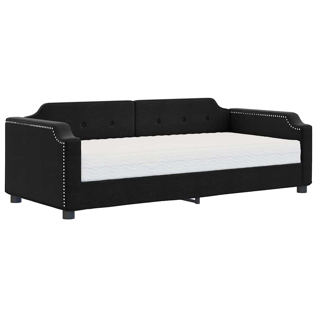 E-shop vidaXL Denná posteľ s matracom čierna 80x200 cm látka