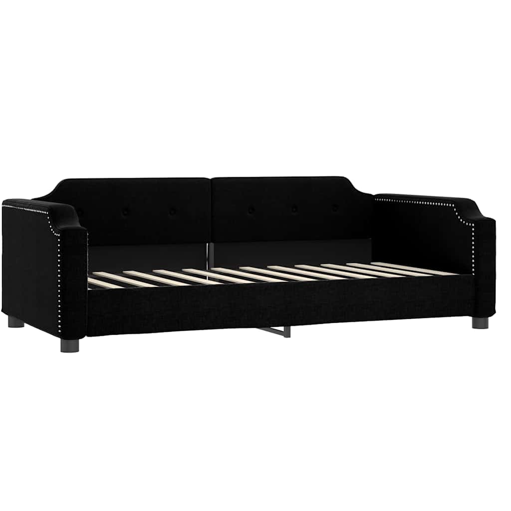 vidaXL fekete szövet kanapéágy matraccal 80 x 200 cm