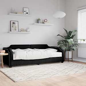 Dnevna postelja z vzmetnico črna 80x200 cm blago