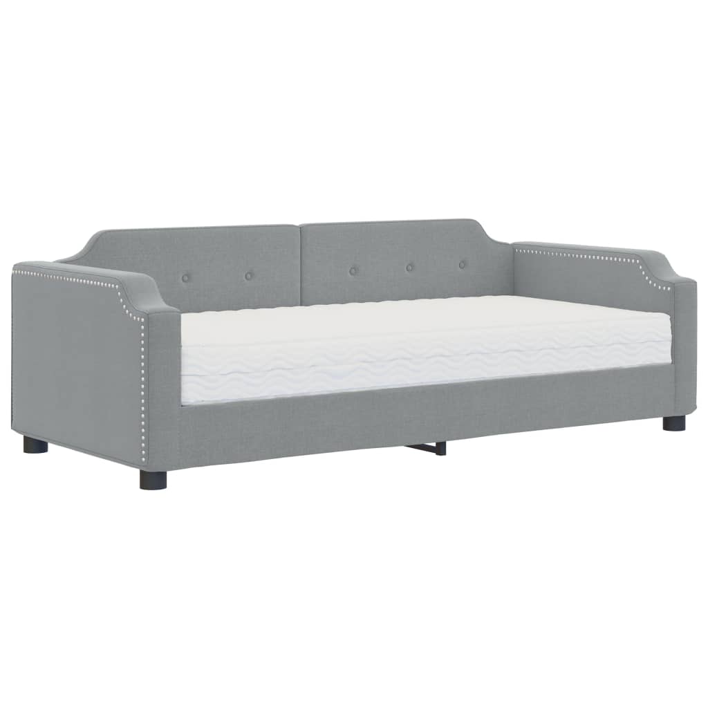 vidaXL Slaapbank met matras 90x200 cm stof lichtgrijs grijs, foto 3