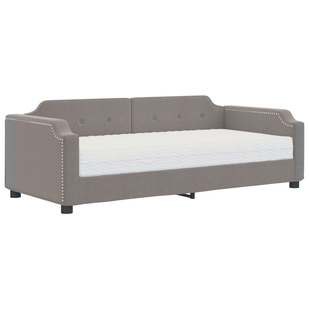 vidaXL Slaapbank met matras 90x200 cm stof taupe, foto 3