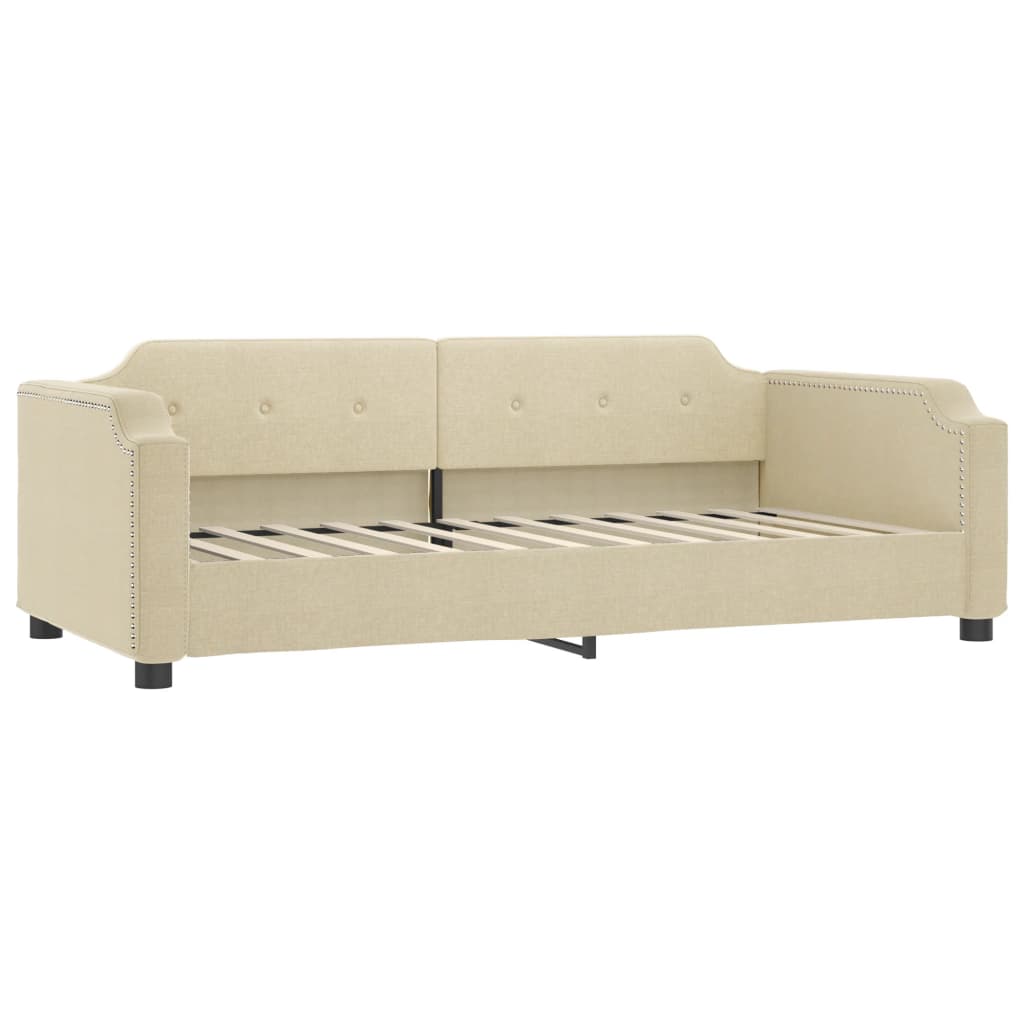 vidaXL Slaapbank met matras 90x200 cm stof crèmekleurig afbeelding
