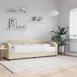 Válenda s matrací krémová 90 x 200 cm textil - obrázek 1