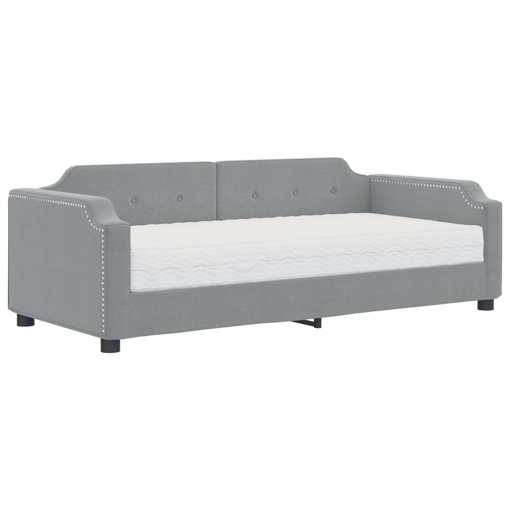 vidaXL Slaapbank met matras 100x200 cm stof lichtgrijs grijs, foto 3