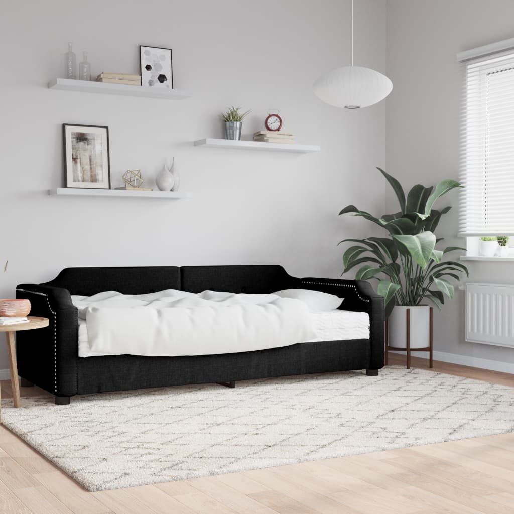 vidaXL daybed med madras 100x200 cm stof sort