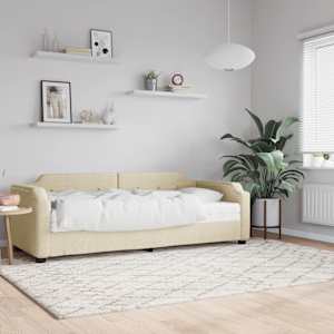 Válenda s matrací krémová 100 x 200 cm textil - obrázek 1