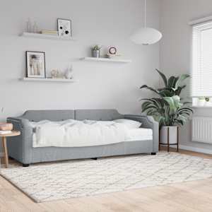 Válenda s matrací světle šedá 90 x 190 cm textil - obrázek 1