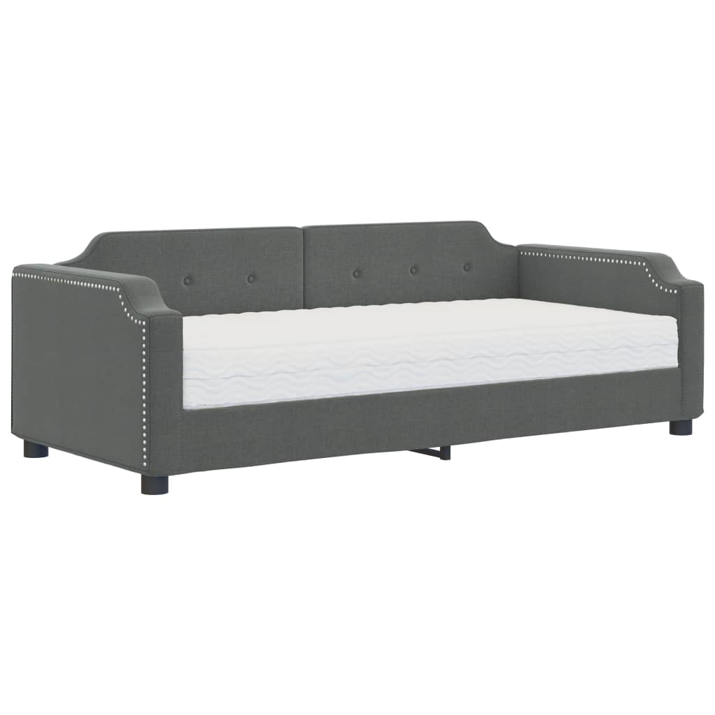 vidaXL Slaapbank met matras 90x190 cm stof donkergrijs grijs, foto 3