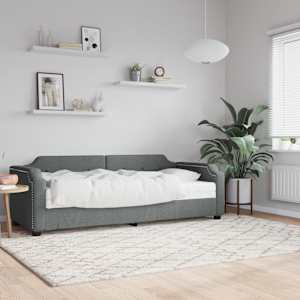 Válenda s matrací tmavě šedá 90 x 190 cm textil - obrázek 1
