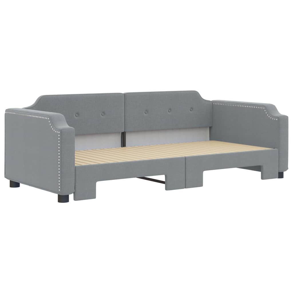 vidaXL Slaapbank met onderschuifbed 80x200 cm stof lichtgrijs grijs, foto 2