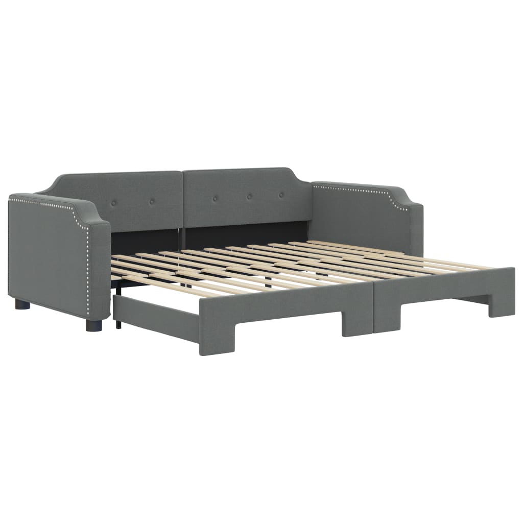 vidaXL Slaapbank met onderschuifbed 80x200 cm stof donkergrijs grijs, foto 3