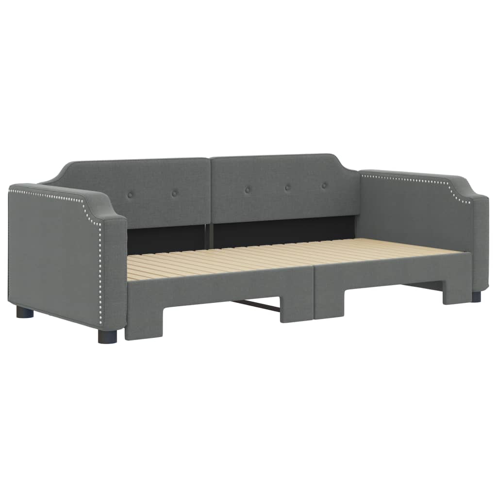 vidaXL Slaapbank met onderschuifbed 80x200 cm stof donkergrijs grijs, foto 2