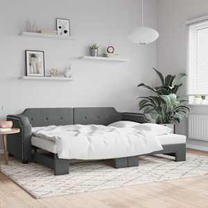 Válenda s přistýlkou tmavě šedá 80 x 200 cm textil - obrázek 1