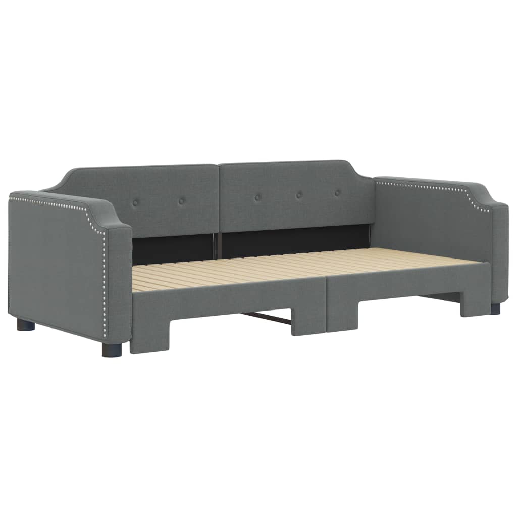 vidaXL Slaapbank met onderschuifbed 90x200 cm stof donkergrijs grijs, foto 2