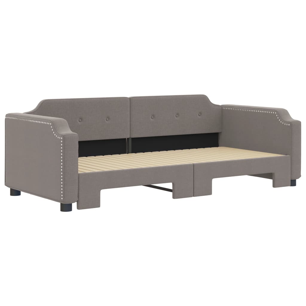 vidaXL Slaapbank met onderschuifbed 90x200 cm stof taupe, foto 2
