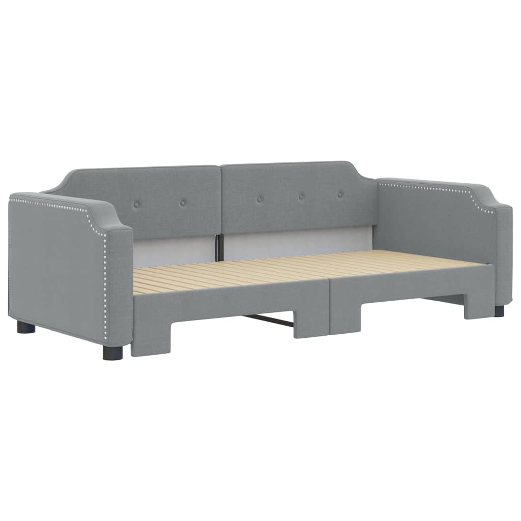 vidaXL Slaapbank met onderschuifbed 100x200 cm stof lichtgrijs grijs, foto 2