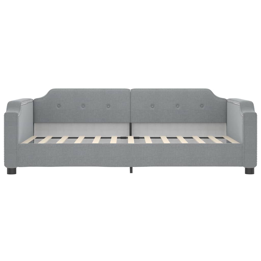 vidaXL Slaapbank met onderschuifbed 100x200 cm stof lichtgrijs grijs, foto 4