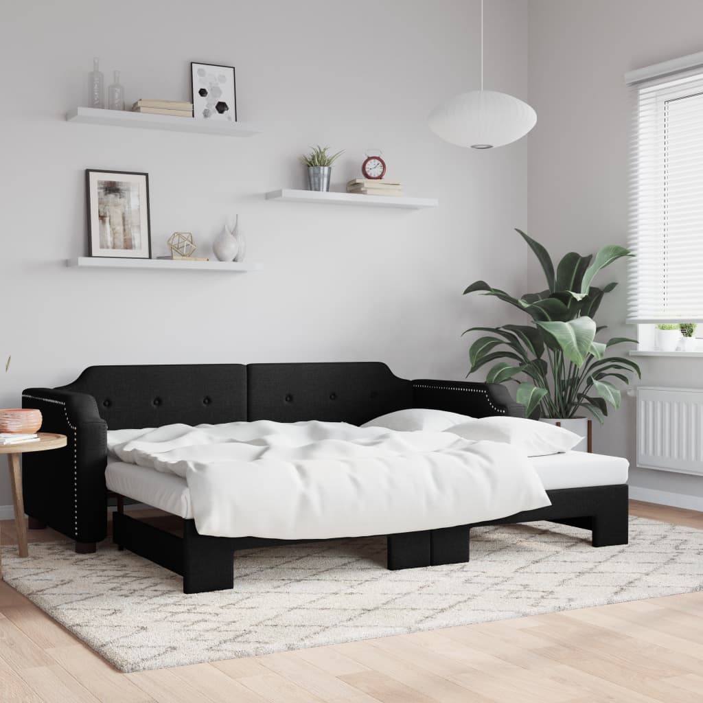 vidaXL daybed med udtræk 100x200 cm stof sort