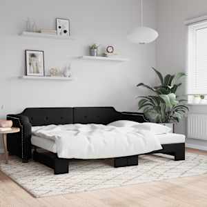 Válenda s přistýlkou černá 100 x 200 cm textil - obrázek 1
