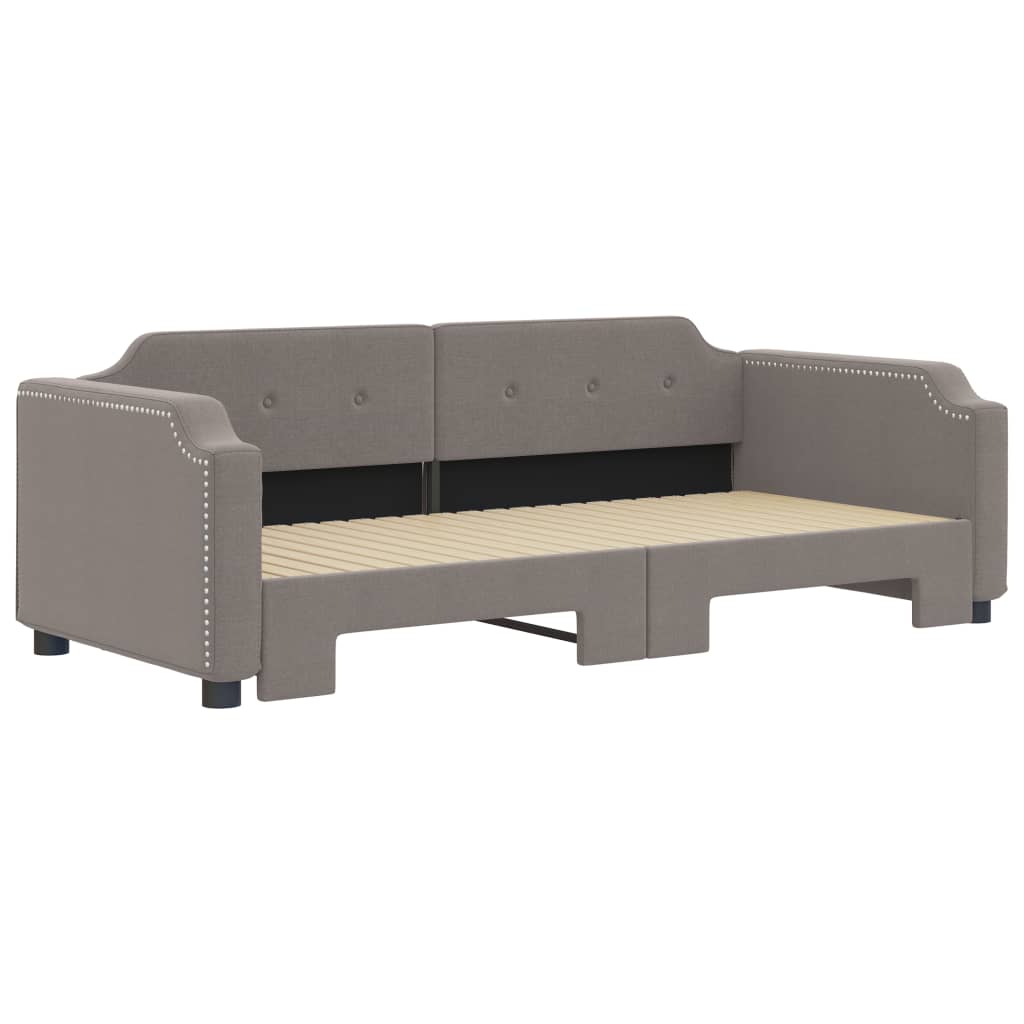 vidaXL Slaapbank met onderschuifbed 100x200 cm stof taupe afbeelding