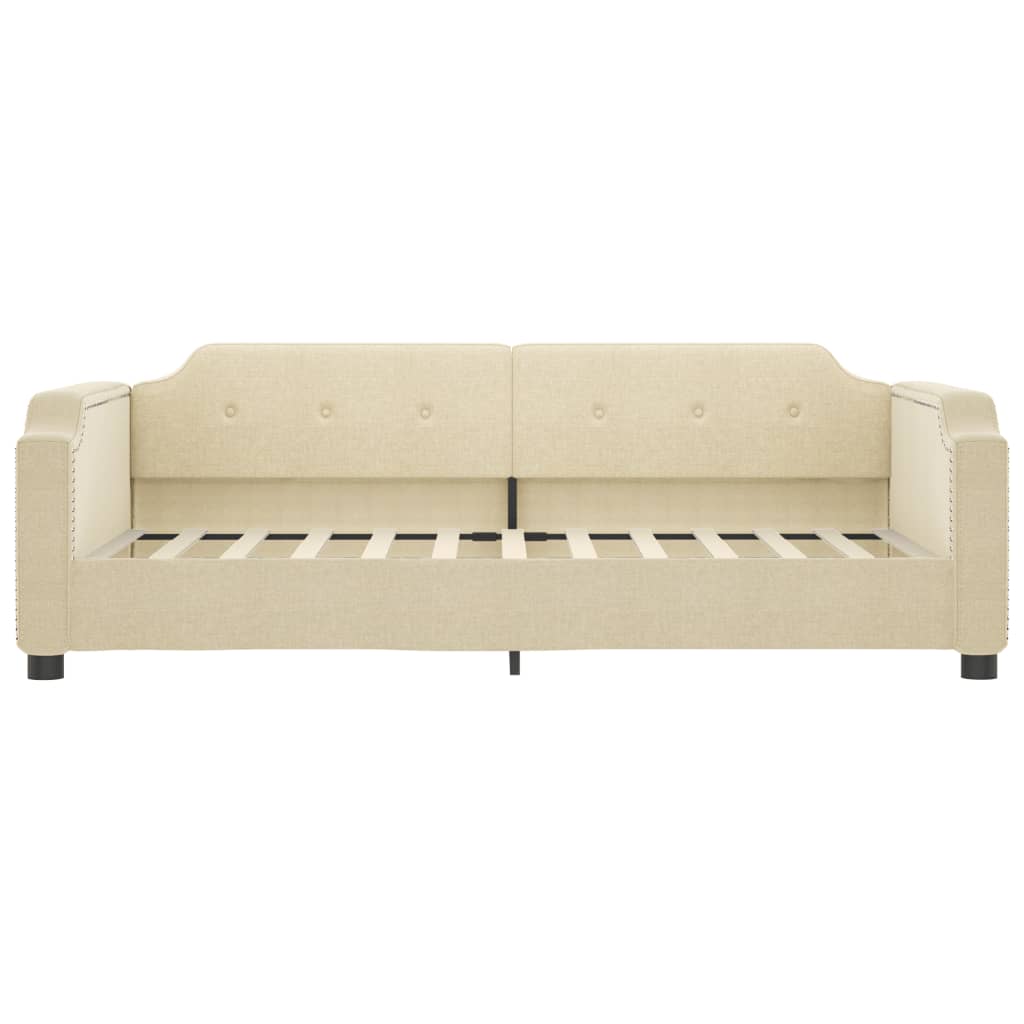 vidaXL Slaapbank met onderschuifbed 100x200 cm stof crèmekleurig, foto 4